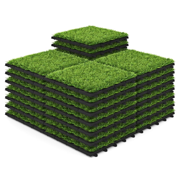 Gymax 12'' x 12'' Fake Grass Turf Outdoor Indoor Flooring Deck Decoration for Patio