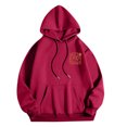 thumbnail image 4 of TIMIFIS Chandails à Capuchon Rouges pour Femmes, Chandails Molletonnés d'Hiver en Molleton, Chandail pour Dames, Mode, Imprimé Graphique de Lettres, Chandails Molletonnés avec Poche, 4 of 4
