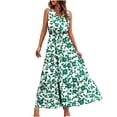 thumbnail image 2 of Pisexur Robes pour Femmes à Col en V Sans Manches Robe Maxi Taille Élastique Robe Évasée à Étages Robe d'Été Mode à Imprimé Floral Robe de Bal d'Été Décontractée Ample Longue Robe Confortable Fluide Robe Portefeuille pour Plage Vacances, 2 of 5