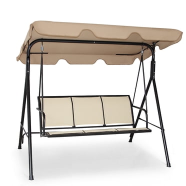 Costway Outdoor Patio Swing Canopy 3 Person Canopy Swing Chair Patio Hammock