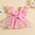 thumbnail image 3 of Infant Baby Girls Romper Bodysuit Ruffle Sleeve Flower Print Bowknot Tulle Dress Jumpsuit, 3 of 7