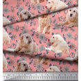 thumbnail image 2 of Soimoi Polyester Crepe Fabric Floral,Book & Golden Retriever Dog Print Fabric by Yard 42 Inch Wide, 2 of 3