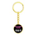 thumbnail image 4 of Norwegian Forest Cat Mom Keychain Stainless Steel or 18k Gold Circle Pendant, 4 of 7