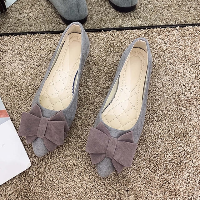 Cameland Chaussures Confortables pour Femmes Décontractées Nouvelles à Bouche Peu Profonde en Suède avec Nœud à Enfiler Chaussures Plates