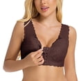 thumbnail image 3 of WRKEKC Wireless Bras for Women Front Closure Bra with Lace Trim and Push Up Padding for Light Support, 3 of 8