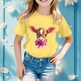 thumbnail image 2 of MIASHUI T-Shirt Amusant pour Enfants avec Lapin, Filles Garçons, Manches Courtes, Col Rond, Pâques, Jaune, 4-5 Ans, 2 of 4