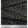 thumbnail image 3 of Soimoi Black Poly Georgette Fabric Snowflake & Red Berries Fruits Decor Fabric Printed Yard 42 Inch Wide, 3 of 6