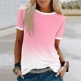 thumbnail image 2 of Haut à Manches Courtes pour Femme, Blouse Décontractée à Imprimé Dégradé avec Détail Patchwork, T-Shirt à Col Rond pour le Quotidien, 2 of 5