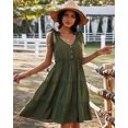 thumbnail image 1 of YNIQUE Womens Summer Casual Spaghetti Strap Smocked Ruffled Vacation Mini Dress, 1 of 6