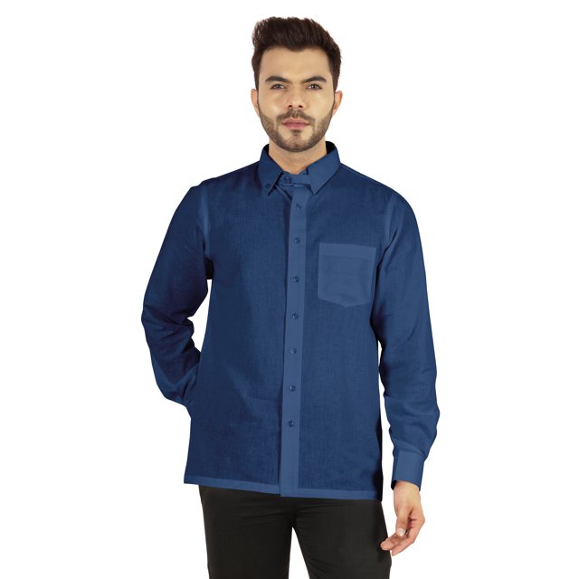 Bestman Solid Button Down Shirt For Men Long Sleeve With Patch Pocket Formal Business Wear