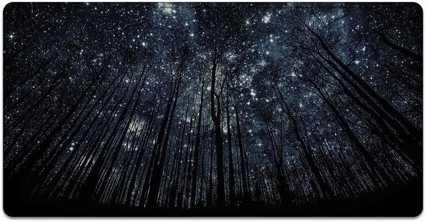Large Mouse Pad 31.4 x 15.7inches 3mm XXL Extended Gaming Mouse Pad Mat with Non-Slip Base Stitched Mousepad for Computer,Office,Keyboard and Laptop-Starry Sky in The Forest,Waterproof Desk Mat