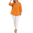 thumbnail image 2 of Agnes Orinda Women's Plus Size School College Work Round Neck Tie Neck Ruffled Office Chiffon Blouse 3X Orange, 2 of 8