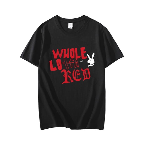 Chomel New Playboi Carti Music Album Red Print T-shirt Vintage 90s Rap Hip Hop T Shirt Fashion Design Casual T-Shirts Hipster Men Tops,Q04308 Black