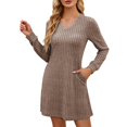 thumbnail image 2 of RKSTN Robes pour Femmes Printemps Pois Couleur Unie Manches Longues Robe Fermée Robe Ample, 2 of 5
