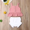 thumbnail image 4 of Newborn Baby Girls Button Sleeveless Crop Tops + Mini Shorts Outfits 2pcs Clothing Set, 4 of 8