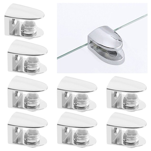 8 X Pince d'Étagère Réglable en Alliage de Zinc Support de Plaque d'Étagère en Verre