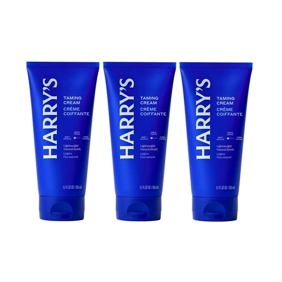 Harry's Hair Taming Cream - Men's Hair Taming Cream for Curly, Coarse & Thick Locks - Natural Finish - Soft Hold - Texturizing, Durable & Lightweight - 5.1 oz - 3 Pack