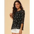 thumbnail image 4 of INSPIRE CHIC Blouse Fluide en Mousseline à Volants à Manches 3/4 à Imprimé Floral pour Femme, 4 of 6