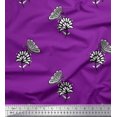 thumbnail image 1 of Soimoi Purple Poly Georgette Fabric Floral & Insect Decor Fabric Printed BTY 42 Inch Wide, 1 of 3