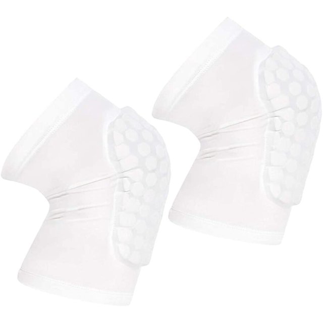 Knee Sleeve Pair Kneepad Pads Crashproof Antislip Basketball Leg Sleeve Protective Pad Support Guard Padded Breathable Compression Wear Hexpad - 2 Packs-White