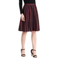 thumbnail image 1 of Unique Bargains Jupe Midi Évasée à Rayures pour Femme, Boutonnée devant, Dos Élastique, 1 of 7
