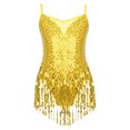 thumbnail image 1 of TSSOE Robe de Danse Latine à Sequins pour Filles Justaucorps Patinage Artistique Tango Rumba Samba Costume Or 10, 1 of 7