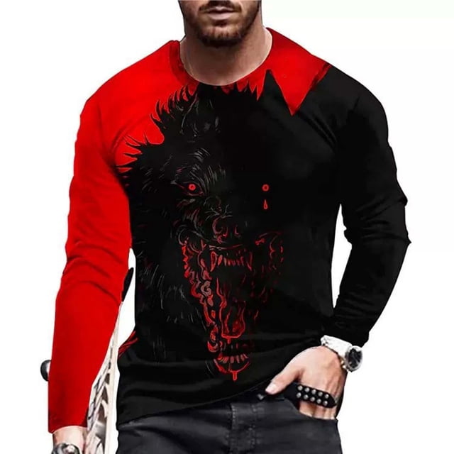 EGNMCR T-Shirts à Manches Courtes pour Hommes Été Décontracté Col Rond T-shirt, T-shirt à Manches Longues pour Hommes Imprimé Col Rond Chandail T-shirt Blouse,