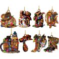 thumbnail image 4 of YAOMOBB Christmas Tree Decoration Creative Cowboy Themed Hat Xmas Tree Pendant Wild West Car Rear View Mirror Hanging, 4 of 7