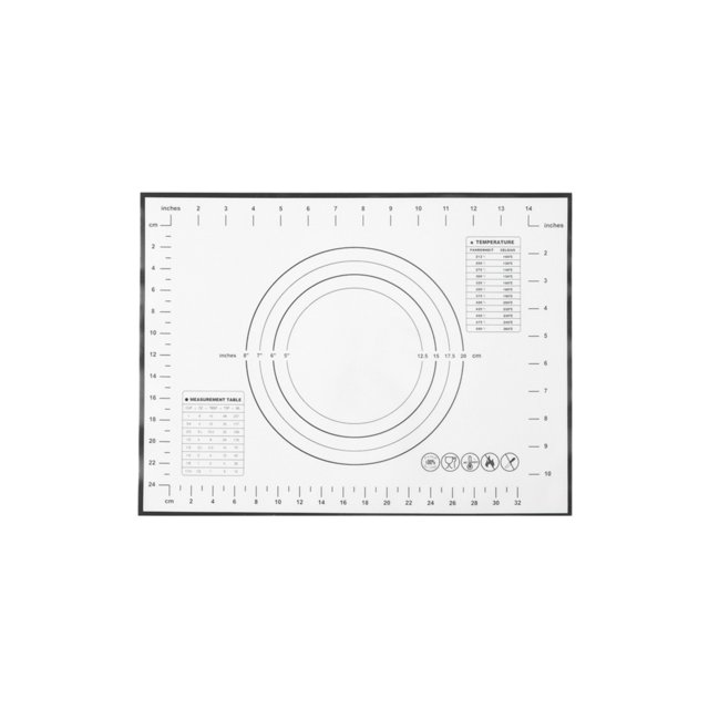 1 Pcs Silicone Baking Mat,Non-Stick Silicone Baking Mats with Measurements,Reusable Cookie Bread Rolling Mats,Kitchen Counter Kneading Cooking Board Mat,for Pizza Cookies Fondant Making,Black