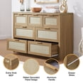 thumbnail image 4 of OAKHAM Commode 7 Tiroirs, Grand Commode en Rotin pour Chambre à Coucher Salon, Chêne Vieilli, 4 of 7