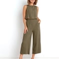 thumbnail image 3 of Birdeem Ensemble Mode Femme 2 Pcs Blouse Sans Manches Col Rond + Pantalons à Poches Amples, 3 of 7