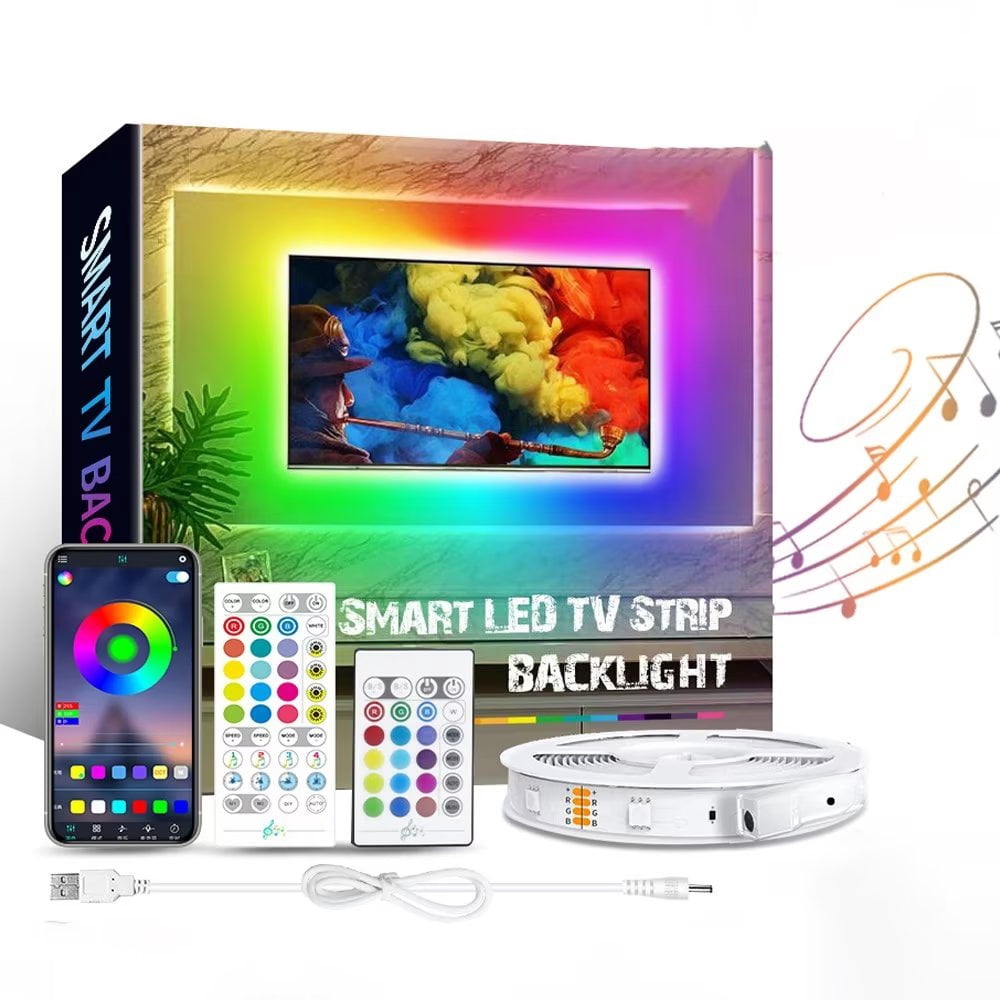 Jinsinto Led Lights for Bedroom 2m Smart Music Sync App with DIY Remote Control Color Changing RGB LED Lights, Led Strip Lights for Room Home Party