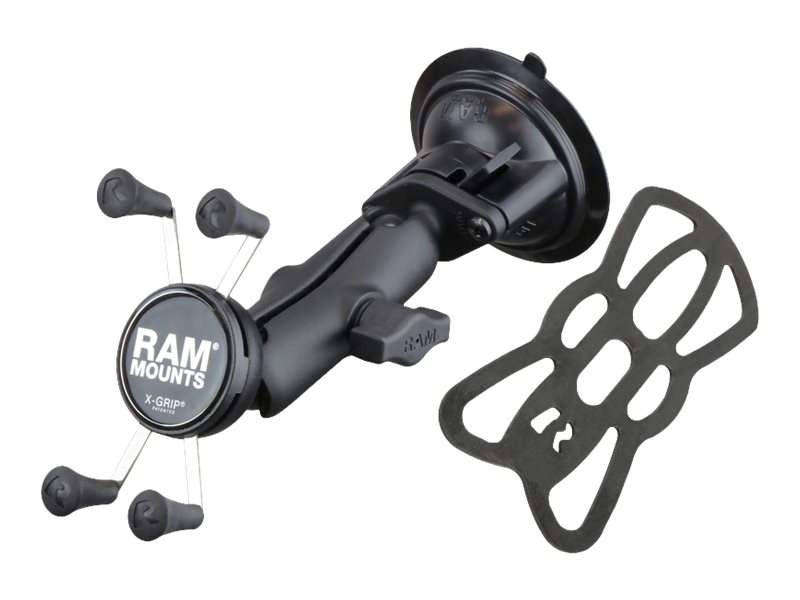 Ram Mount Composite Twist Lock Suction Cup Mount with Universal X-Grip Cellphone Holder - Non-Retail Packaging - Black