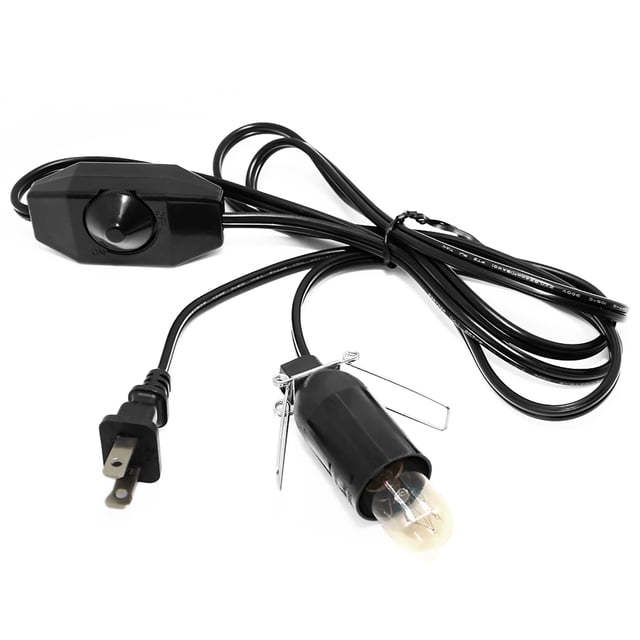 Betus Salt Lamp Cord with Dimmer Control, a UL-listed 6-foot power cord with dim switch and butterfly clip, suitable for Himalayan crystal salt lamps and compatible with electronic and computer accessories. Includes a standard E12 socket and 110V US plug.