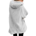 thumbnail image 4 of Womens Cardigan Sweaters Womens Solid Oversized Zip Down Hooded Coat Cardigans Outwear With Pocket on Clearance, 4 of 7
