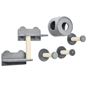 PawHut Wall-Mount Arbre de chat avec poste de craquage & Étagères pour chats