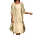 thumbnail image 2 of EGNMCR Robes de Vacances pour Femmes Mode Femmes Robe Décontractée Col en V Sans Manches Manteau à Manches Longues Ensemble Deux Pièces, 2 of 6