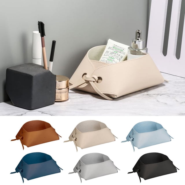 Storage Bag Space-saving Folding Faux Leather Hallway Desktop Sundries Organizer Home Supplies