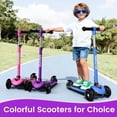 thumbnail image 2 of Trottinette 2-en-1 pour Enfants de 3 à 12 Ans, Trottinette à 3 Roues à Inclinaison pour Diriger avec Roues à DEL Lumineuses, Guidon Ajustable, Pliable et Détachable pour Garçons et Filles, Violet, 2 of 7