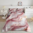 thumbnail image 1 of Pink Watercolour Marble Quilt King Size Abstract Art Bedding Set For Teens Girls Adults Colorful Retro Artwork Style Comforter Set Stone Pattern Duvet Insert, 1 of 7