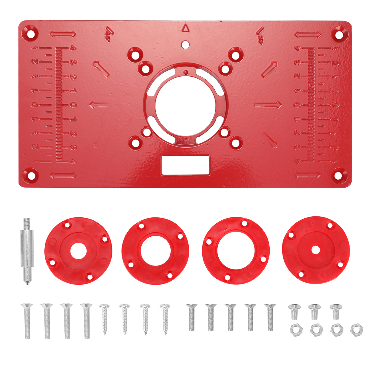 Yeacher Multifunctional Router Table Insert Plate Woodworking Benches Aluminium Wood Router Trimmer Models Engraving Machine with 4 Rings Tools Woodworking Engraving Machine Flip Board