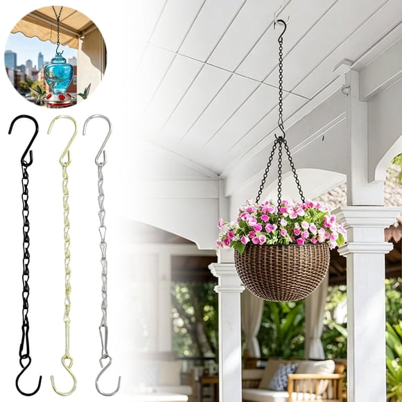 TTJ Chaîne pour Suspendre des Plantes, Chaîne Suspendue Noire de 11 Pouces 6 Pcs, Petits Ensembles de Chaîne de Panier Suspendu avec Crochets pour Mangeoire à Oiseaux, Rallonge de Panier Suspendu, Carillon Éolien de Porche