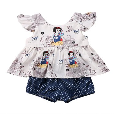 Ensemble 2 Pcs Bébé Fille Snow White Gilet Hauts Robe+shorts Vêtements 18-24 Mois