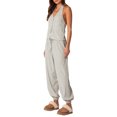 thumbnail image 1 of Diconna Women's 2 Piece Lounge Set Sleeveless Halter Neck Button Tops Casual Drawstring Pants Sleepwear Sets, 1 of 7