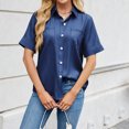 thumbnail image 4 of asjyhkr Womens Button down Shirts Short Sleeve Summer Causal Business Work Tops with Pockets Lightweight Comfy Soft Tees, 4 of 8