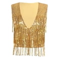 thumbnail image 3 of Ocealan Gilet à Franges à Paillettes pour Femme Vestes Sans Manches Scintillantes Gilet à Paillettes Manteau Fête Bal Ouvert à l'Avant Gilet Or S, 3 of 7