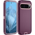 thumbnail image 2 of KOMI for Google Pixel 9/ Pixel 9 Pro Case, with HD Tempered Glass Screen Protector, Heavy Duty Shockproof Drop Protective Rugged Tough Durable Phone Cover with Belt Clip-Burgundy/Pink, 2 of 5