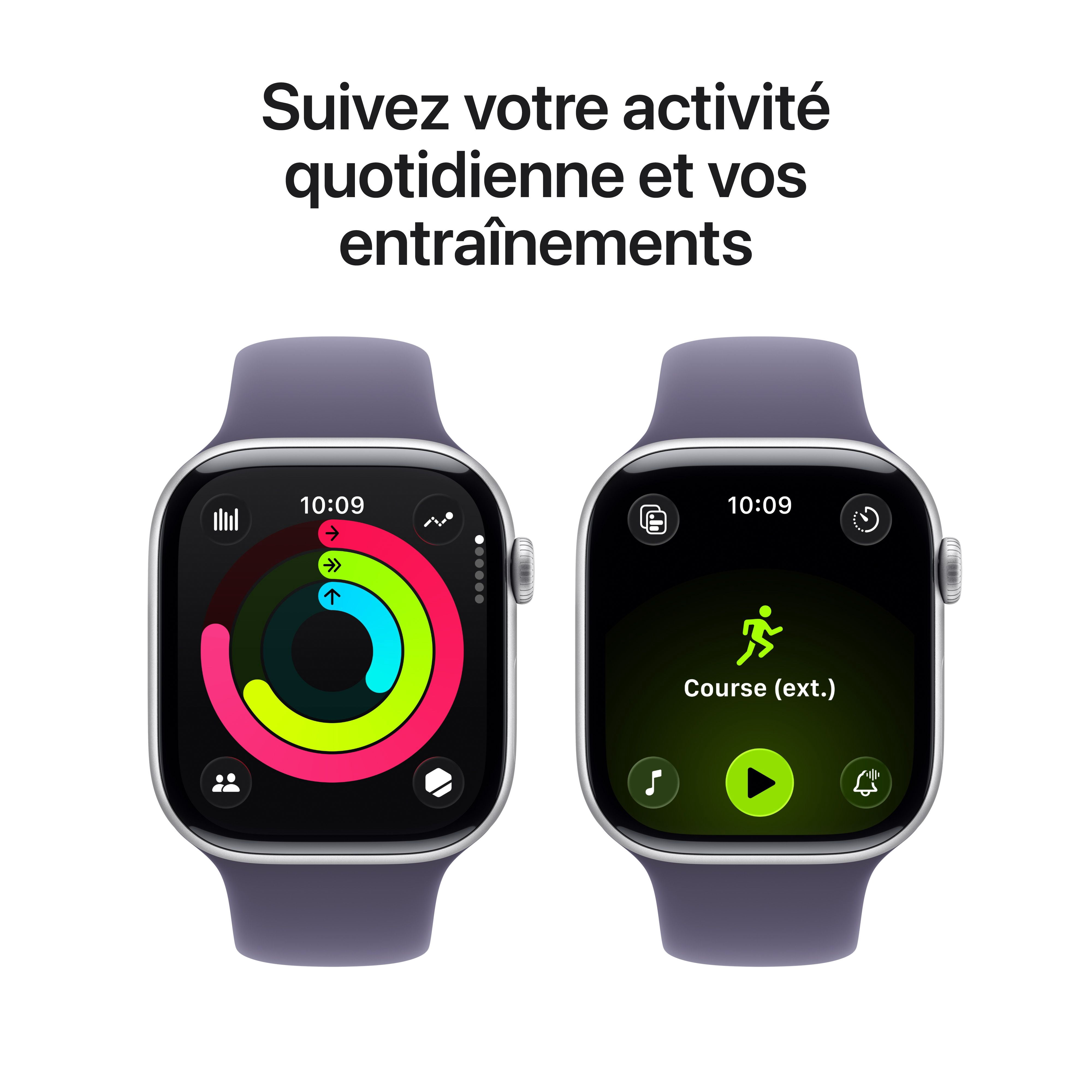 Apple Watch Series 11 GPS 46mm Silver Aluminium Case with Purple Fog Sport Band