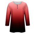thumbnail image 4 of Yuyuzo Womens 3/4 Sleeve Tops Basic Button Crew Neck Solid Color Loose Fitted Tunics Tee Blouses, 4 of 5