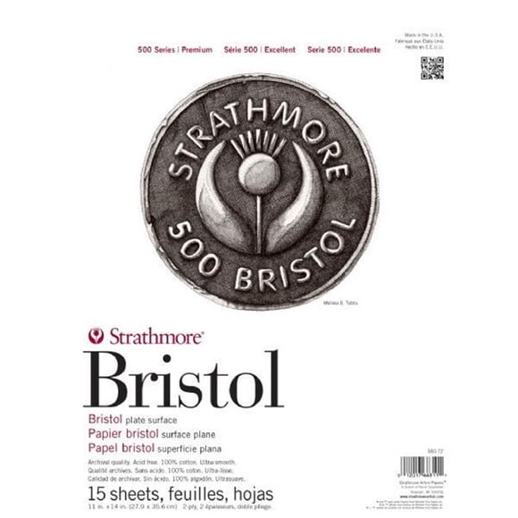Strathmore ST580-72 11 x 14 Po Plaque 2 Plis 500 Series Tampon Bristol Relié au Ruban